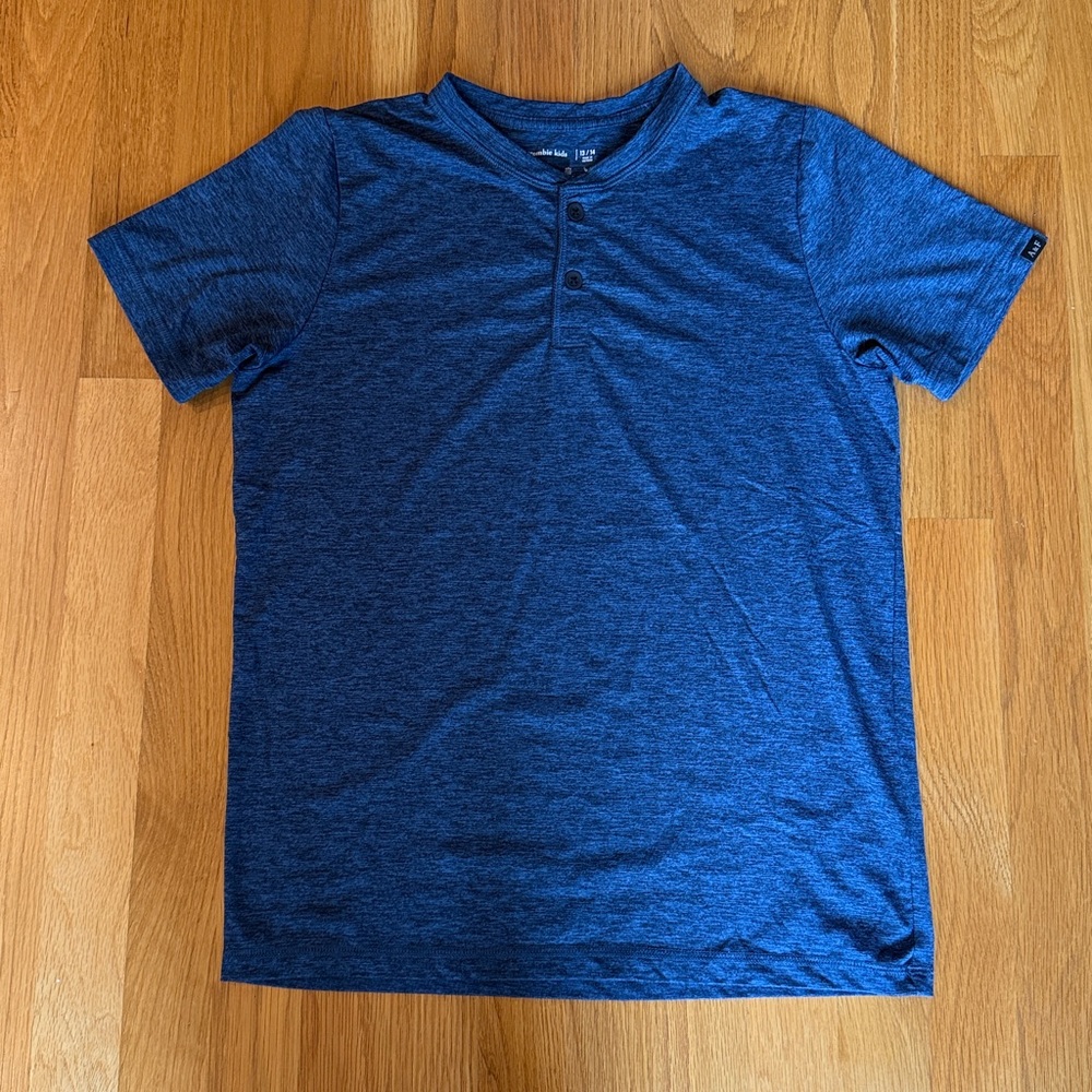 Abercrombie Kids Navy Textured Short Sleeve Henley Shirt